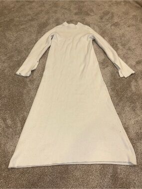 Goodnight Macaroon Ribbed Long Sleeve Maxi Dress in Cream